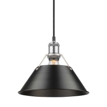 Golden 3306-M PW-BLK - Yep by Golden Lighting Orwell 1-light 10in Pendant in Pewter and Matte Black shade